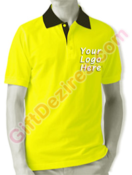 Designer Yellow and Black Color T Shirt With Logo Printed